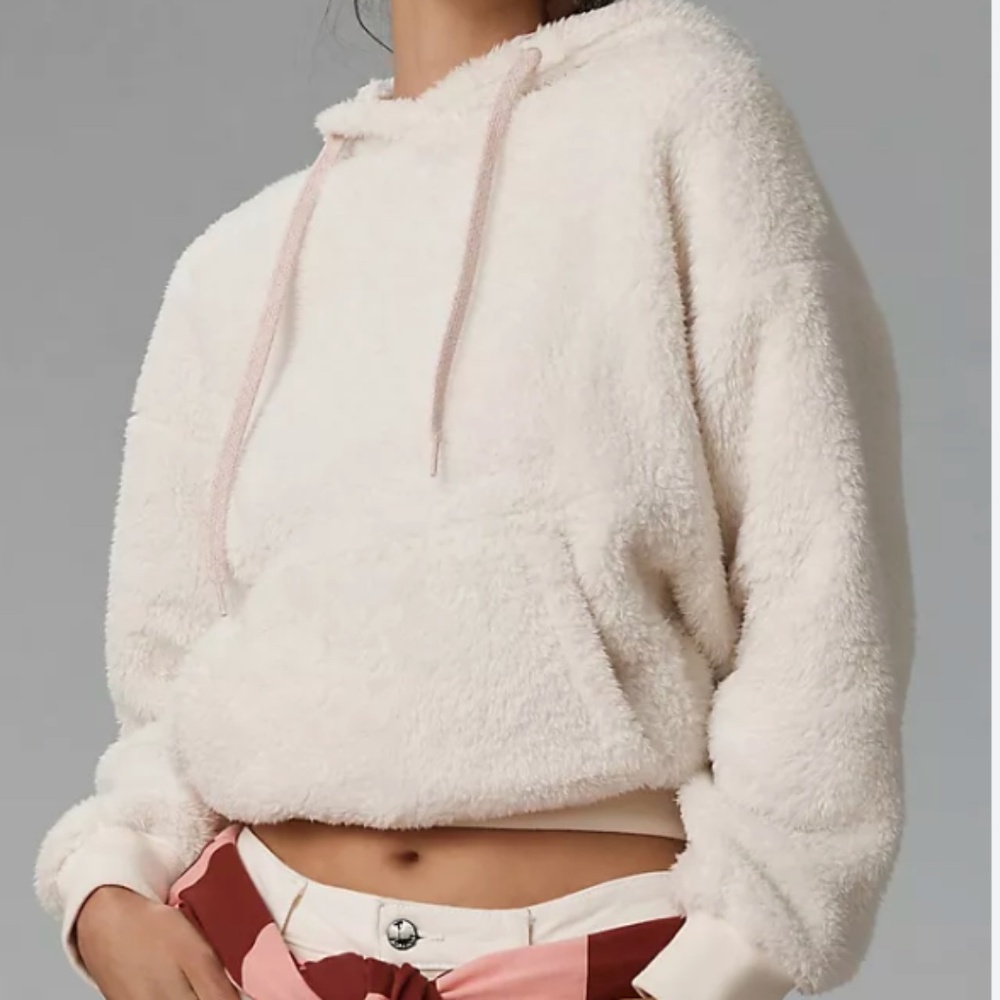 NWOT Cream Fluffy Hoodie Sweatshirt